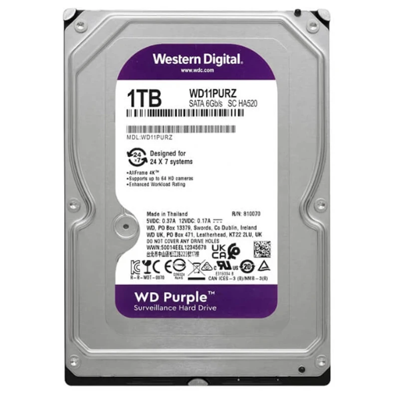 هارد دیسک اینترنال وسترن دیجیتال WD Purple مدل WD11PURZ ظرفیت 1 ترابایت